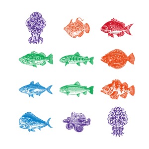 페슈페슈 참돔 무늬오징어 산천어 물고기 도장 스탬프